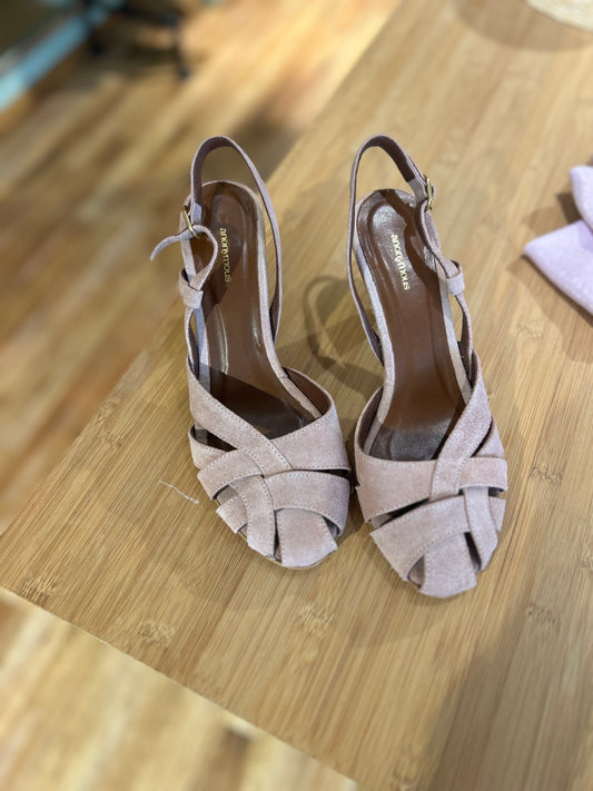 Anonymous Copenhagen Banie 75 Calf Suede Rose Heels shoe