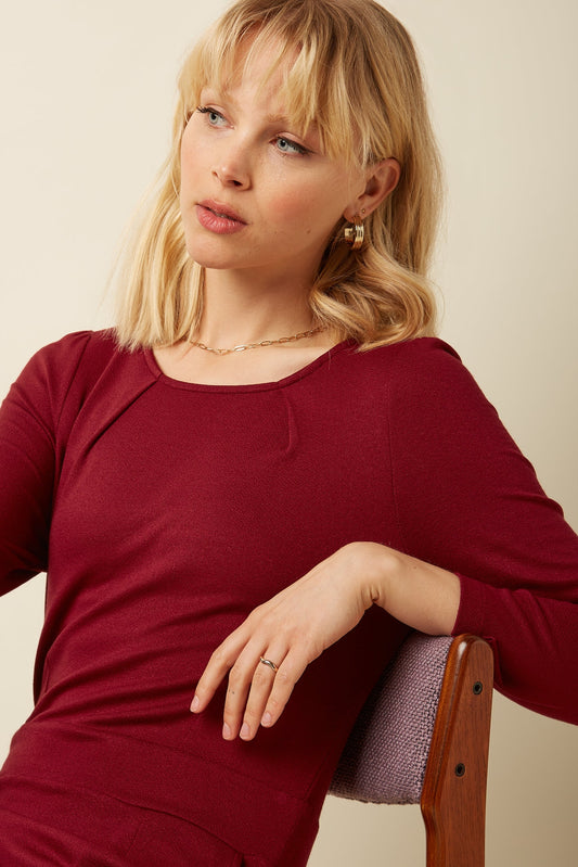 Mona Dress Milano Crepe Cabernet Red